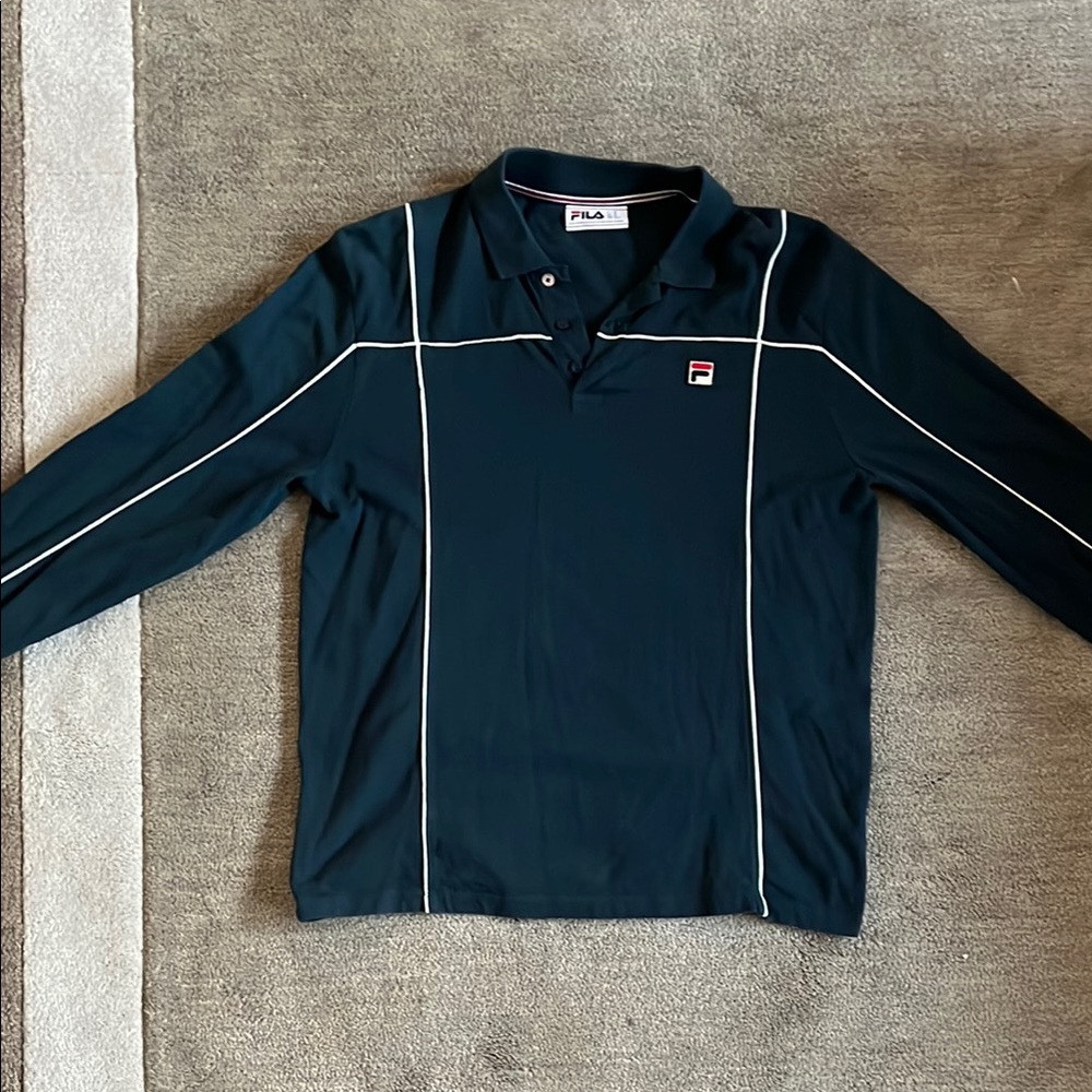 Fila Navy Long Sleeve Polo Shirt